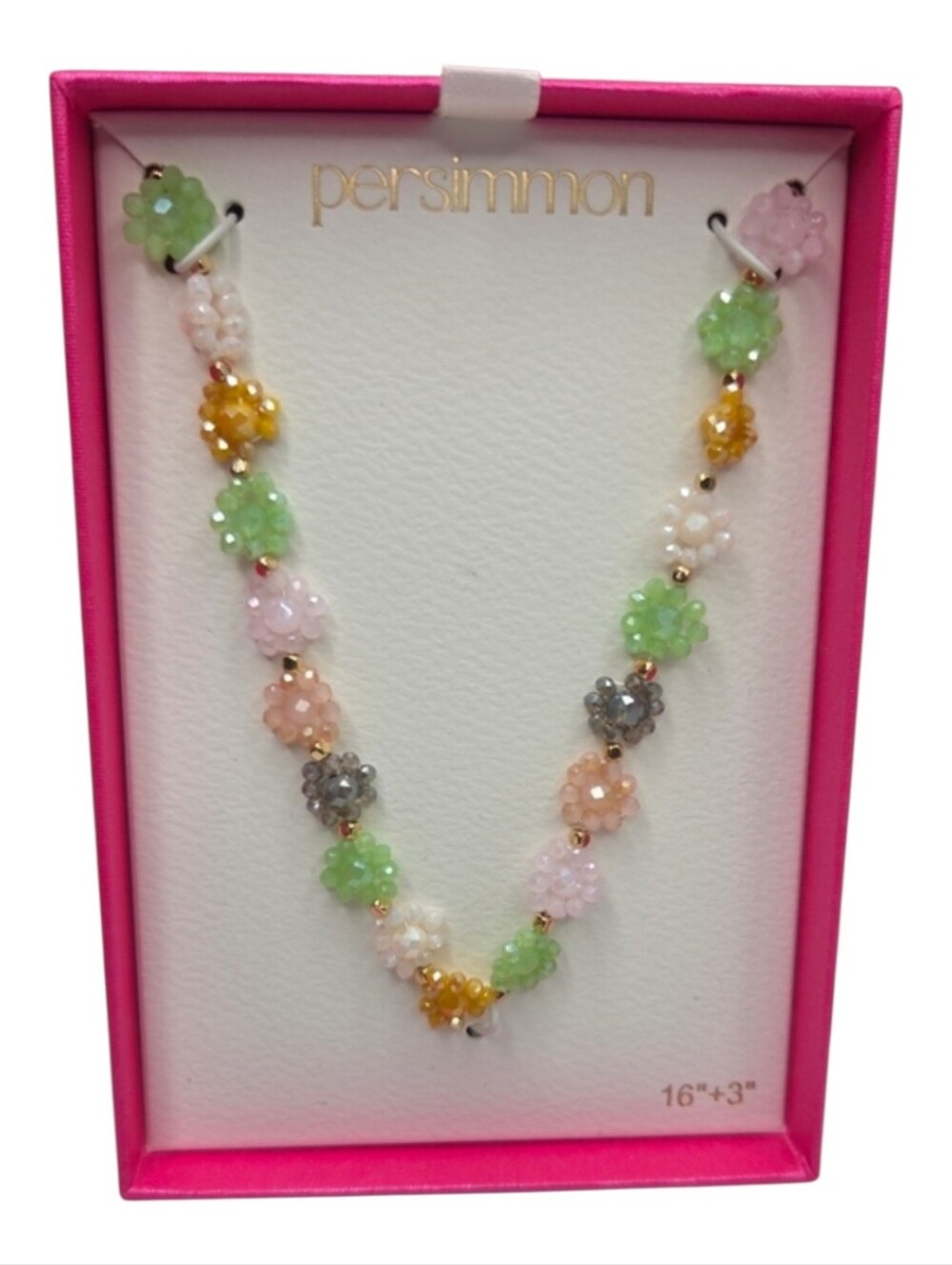 💕▪️Persimmon▪️ Multicolor Floral Beaded 16in Necklace